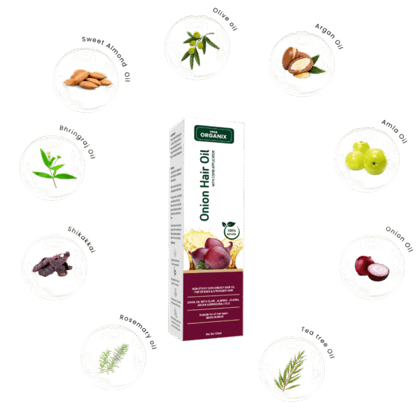Veda Organix Combo: Onion Hair Oil (100ml) + V-Glow Soap (75g) - Image 2