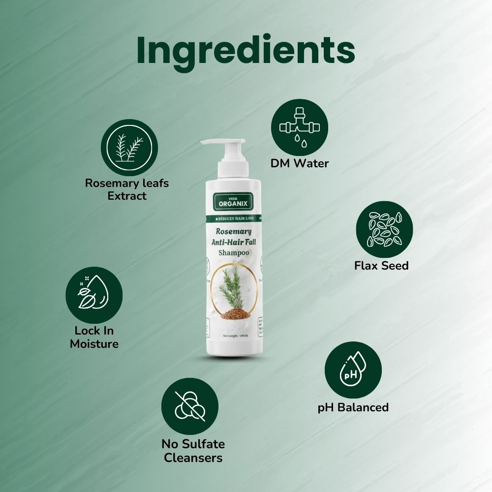 Veda Organix Rosemary Anti-Hair Fall Shampoo 100ml - Image 2