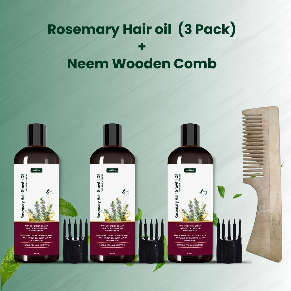 Rosemary Hair oil & Neem Wooden Comb