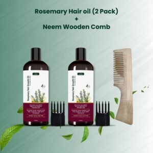 Rosemary Hair oil & Neem Wooden Comb
