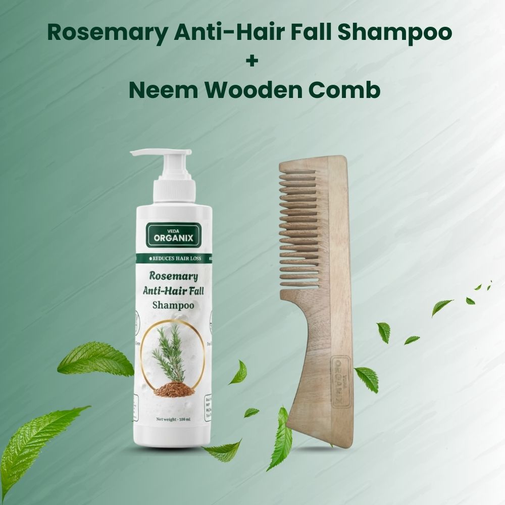 Rosemary Anti-Hair Fall Shampoo & Neem Wooden Comb